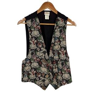 Backroad Blues Womens Snowman Tapestry Vest Size‎ Large Holiday Christmas